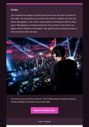 The DJ Booth Session email design preview