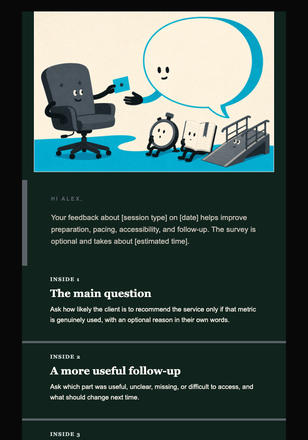 One Question After Our Coaching Session email design preview
