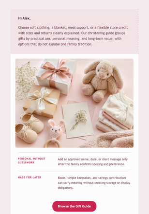 A Christening Gift with a Future email design preview