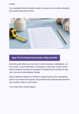 Requested Listing Checklist email design preview