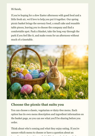 Your Easter Picnic Basket email design preview