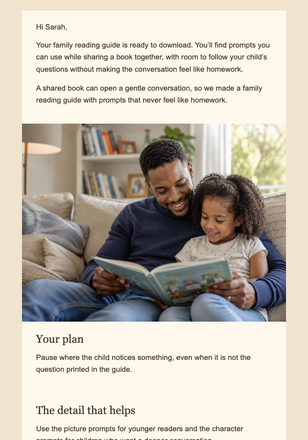 The Story You Share at Home email design preview