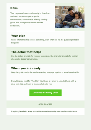 The Story You Share at Home email design preview