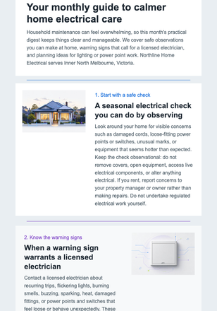 Monthly Home Electrical Digest email design preview