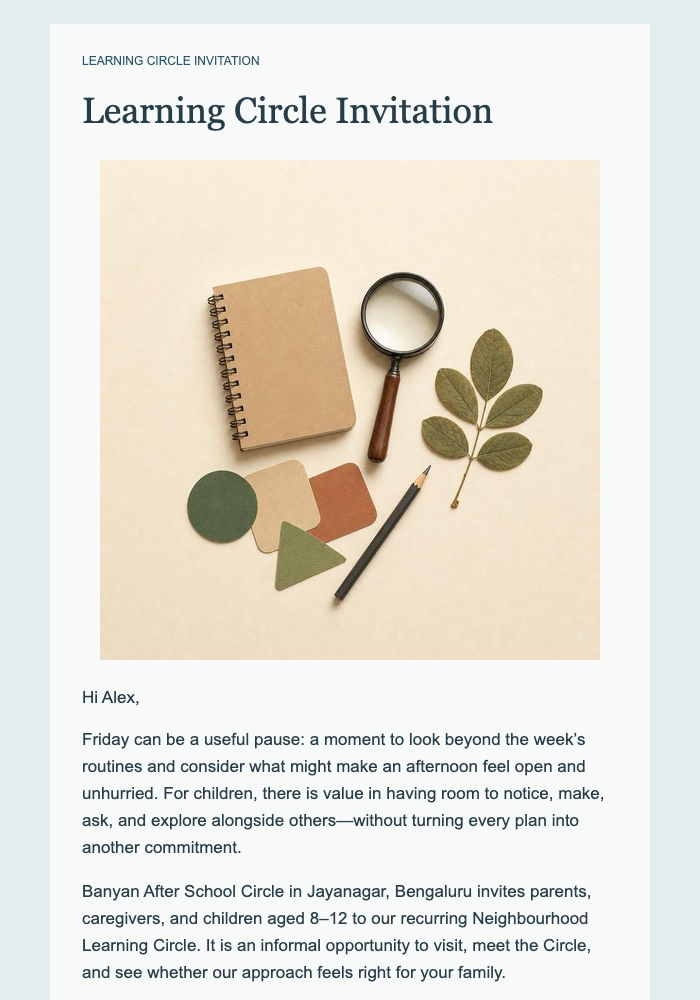 Learning Circle Invitation email design preview