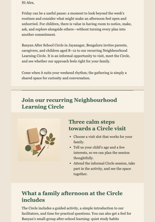 Learning Circle Invitation email design preview