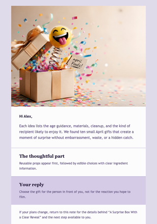 A Surprise Box With a Clear Reveal email design preview
