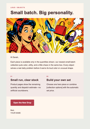 Box Pop Product Drop email design preview