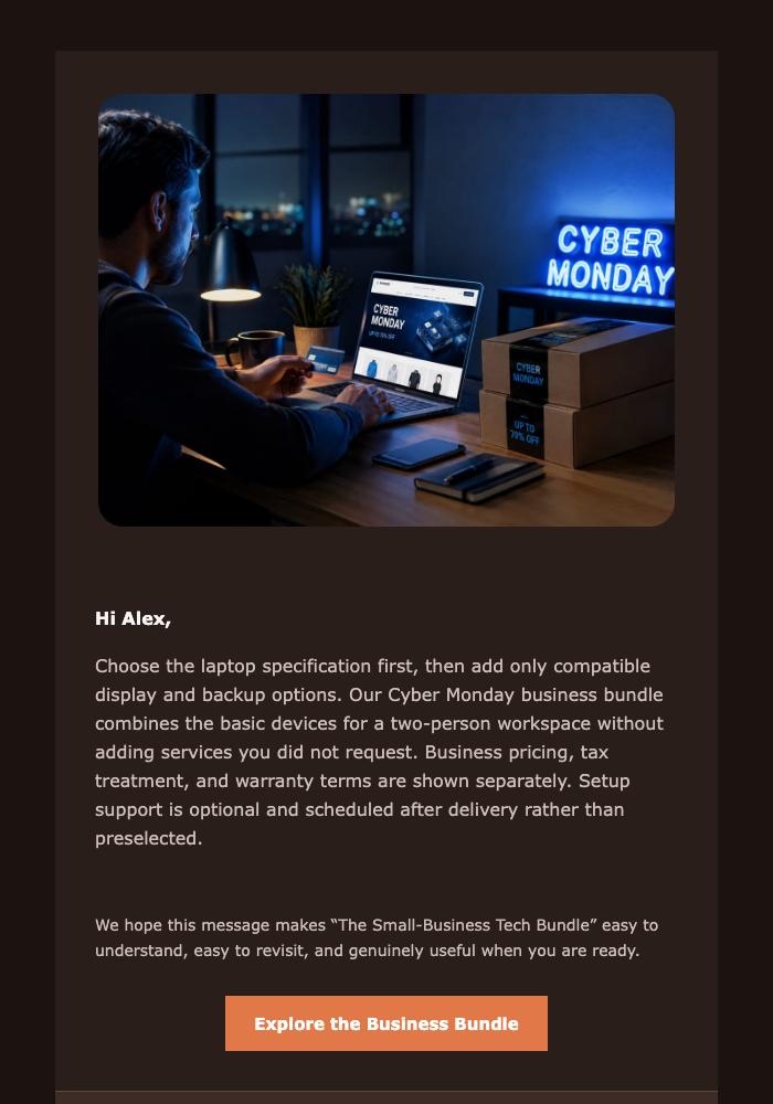 The Small-Business Tech Bundle email design preview