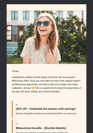 Midsummer email design preview
