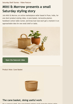 Saturday Shelf Stories email design preview