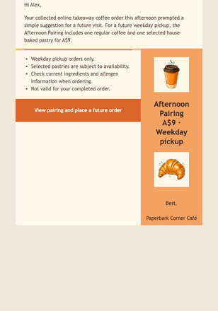 Afternoon Coffee Pairing email design preview