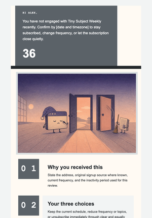 Shall We Close This Tab? email design preview