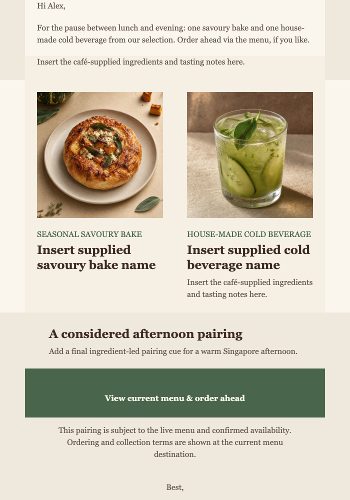 Wednesday Afternoon Pairing email design preview
