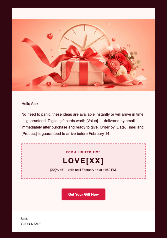 Last-Minute Valentine's Day Offer email design preview
