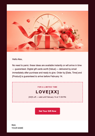 Last-Minute Valentine's Day Offer email design preview