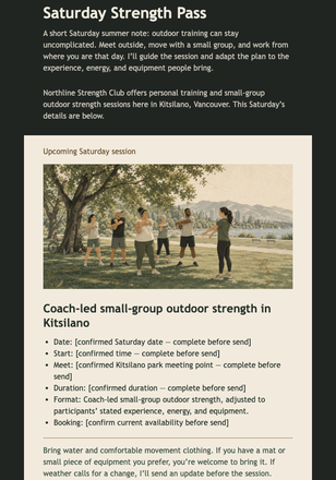 Saturday Strength Pass email design preview