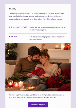 Candles, Cocoa, and One Good Film email design preview