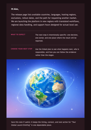 Your Global Launch Briefing email design preview
