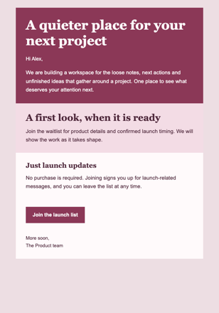 Pre-Launch Waitlist Teaser email design preview