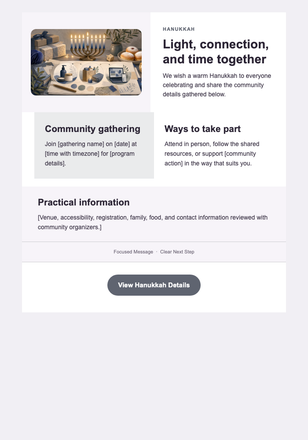 A Warm Hanukkah Note — Newsletter email design preview