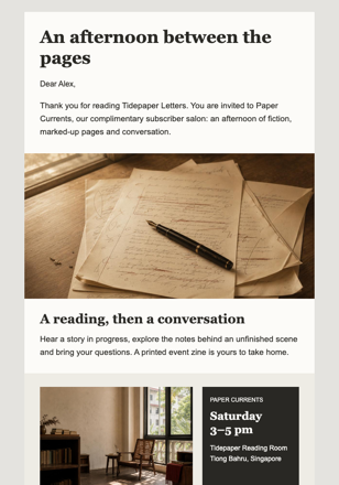 Subscriber Reading Salon Reward email design preview