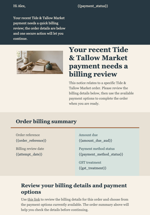 Payment Review Ledger email design preview