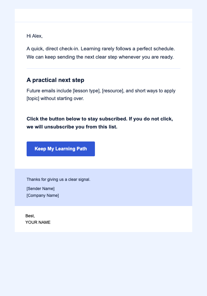 Learning Path — Clear email design preview