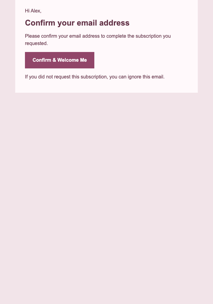 Warm Welcome — Direct email design preview