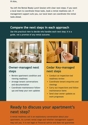 Rental Ready Event Follow-Up email design preview