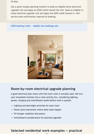 Home Upgrade Booking Credit email design preview
