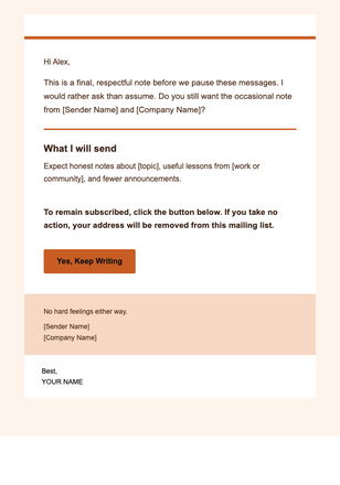 Occasional Note — Final Note email design preview