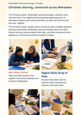 Neighborhood Learning Notes email design preview