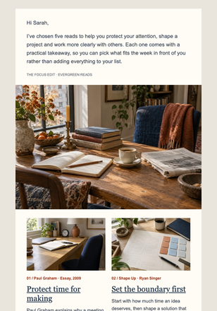 Curated Weekly Links and Opinion email design preview