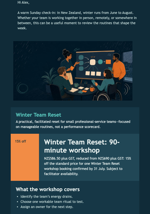 Winter Team Reset Offer email design preview