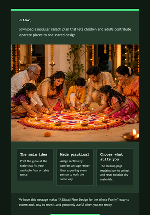 A Diwali Floor Design for the Whole Family email design preview
