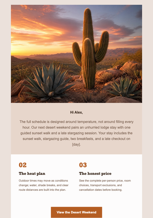 Desert Sky Weekend email design preview