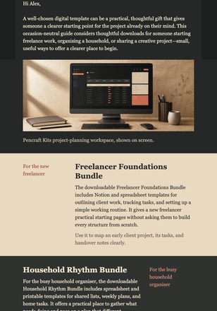 Practical Digital Gift Guide email design preview