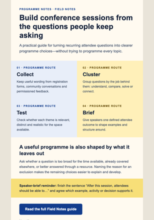 Conference Programme Field Notes email design preview