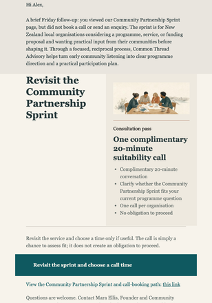 Community Sprint Browse Follow-up email design preview