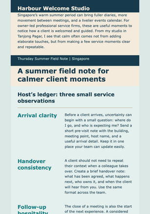 Summer Service Ledger email design preview
