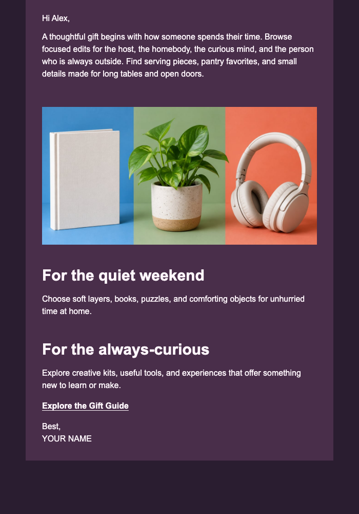 Christmas Gift Guide by Recipient email design preview