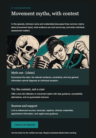 Movement Myths at the Microphone email design preview