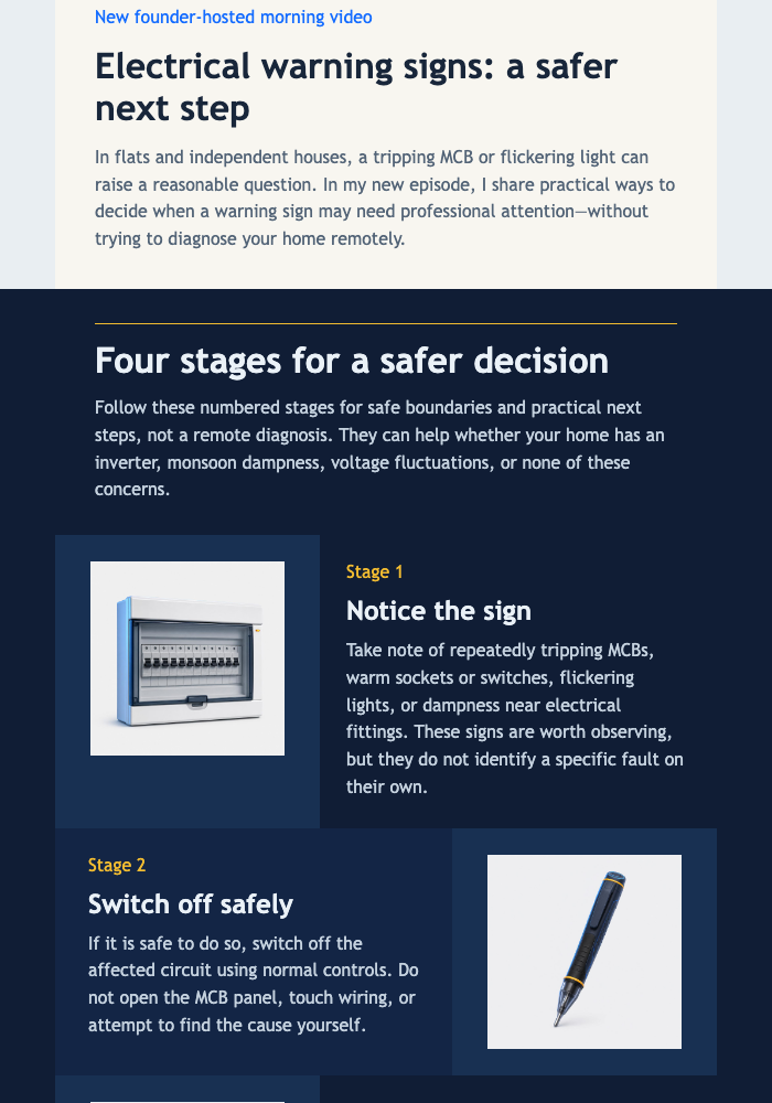 Home Electrical Warning Signs Video email design preview