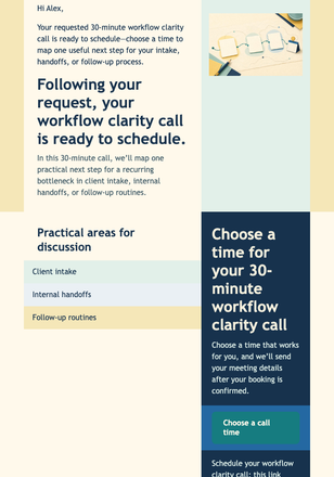 Schedule Your Workflow Clarity Call email design preview