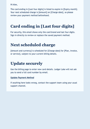 Payment Card Expiry Notice email design preview