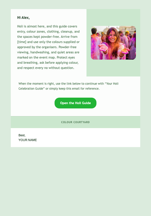 Your Holi Celebration Guide email design preview