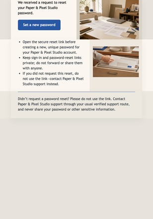 Password Reset Studio Notice email design preview