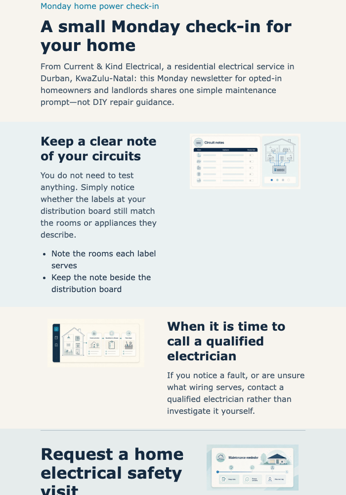 Monday Home Power Check-in email design preview