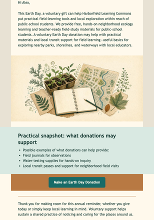 Earth Day Learning Fund Reminder email design preview